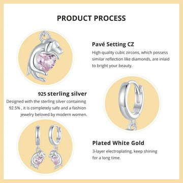 Dangling Pink Heart Dachshund Silver Hoop Earrings-Dog Themed Jewellery-Accessories, Dachshund, Dog Mom Gifts, Earrings, Jewellery-925 Sterling Silver-7