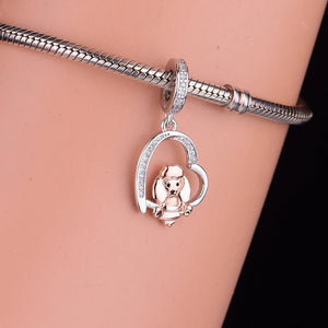 Dangling Poodle Love Silver Charm Pendant-Dog Themed Jewellery-Jewellery, Pendant, Poodle-3