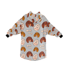 Load image into Gallery viewer, Live Love Woof Dachshunds Blanket Hoodie for Women - 4 Colors-Apparel-Apparel, Blankets, Dachshund-14