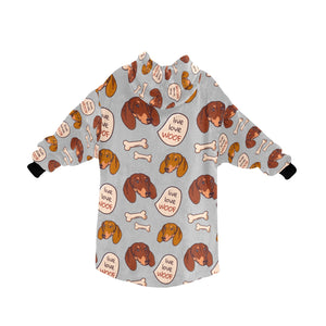 Live Love Woof Dachshunds Blanket Hoodie for Women - 4 Colors-Apparel-Apparel, Blankets, Dachshund-14