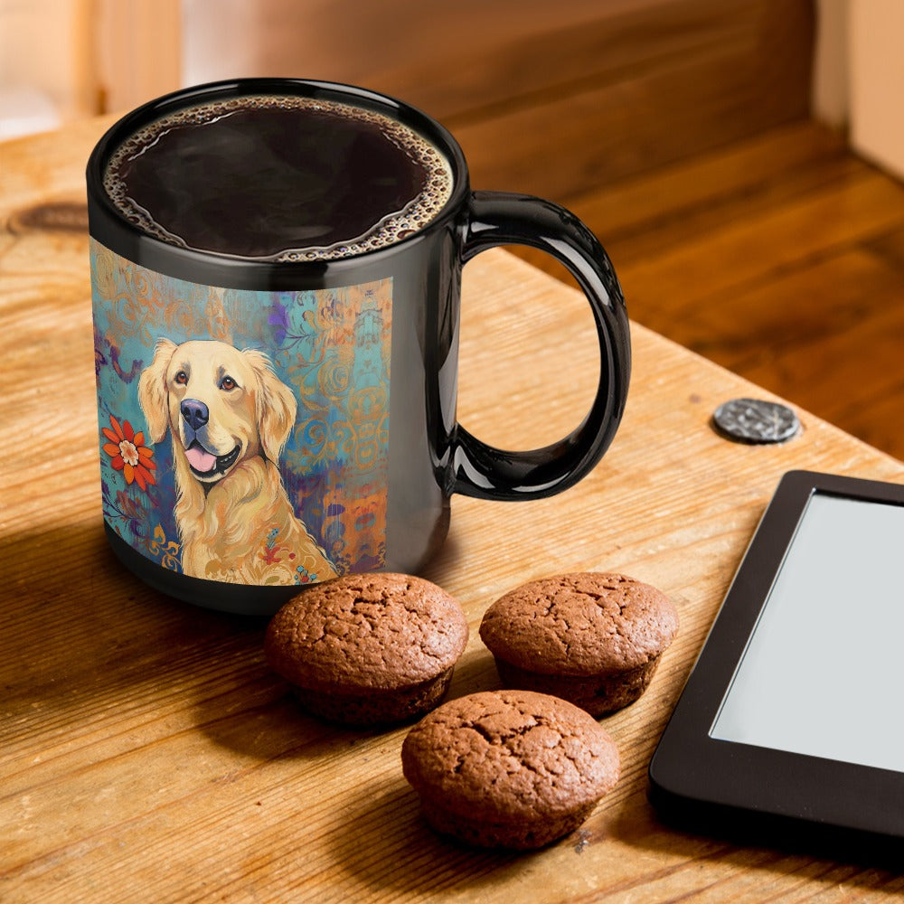 Decorative Golden Retriever Portrait Coffee Mug-ONE SIZE-Black-1