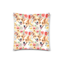 Load image into Gallery viewer, Delightful Corgis Floral Wonderland Throw Pillow Cover-White2-ONESIZE-1