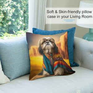 Desert Dreamer Shih Tzu Plush Pillow Case-Cushion Cover-Dog Dad Gifts, Dog Mom Gifts, Home Decor, Pillows, Shih Tzu-7