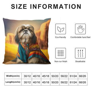 Desert Dreamer Shih Tzu Plush Pillow Case-Cushion Cover-Dog Dad Gifts, Dog Mom Gifts, Home Decor, Pillows, Shih Tzu-12 "×12 "-White-1