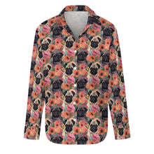 Load image into Gallery viewer, Pugs in Summer Bloom Women&#39;s Shirt - 2 Designs-Apparel-Apparel, Pug, Pug - Black, Shirt-8