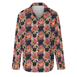 Pugs in Summer Bloom Women's Shirt - 2 Designs-Apparel-Apparel, Pug, Pug - Black, Shirt-8