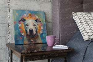 Divine Gaze Pit Bull Framed Wall Art Poster-Art-Dog Art, Home Decor, Pit Bull, Poster-Framed Light Canvas-Small - 8x8"-1