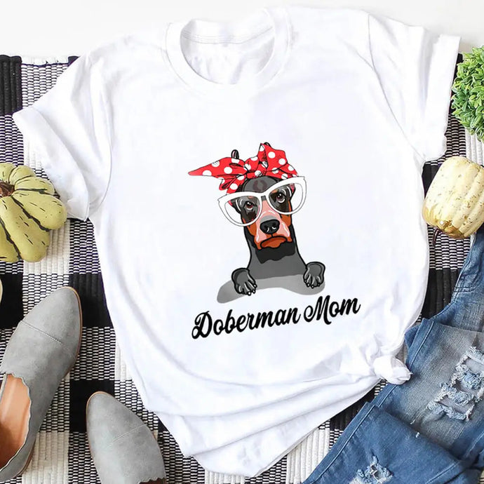 Doberman Girl Mom Women's Cotton T Shirt - 10 Colors-Apparel-Apparel, Doberman, Dog Mom Gifts, Shirt, T Shirt-1