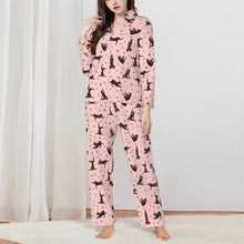 Load image into Gallery viewer, Doberman Pajamas for Women - XL Available - Black and Tan Dobermans Doing Yoga-Pajamas-Apparel,Doberman,Dog Mom Gifts,Pajamas-Pink-XS-3