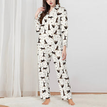 Load image into Gallery viewer, Doberman Pajamas for Women - XL Available - Black and Tan Dobermans Doing Yoga-Pajamas-Apparel,Doberman,Dog Mom Gifts,Pajamas-White-XS-1