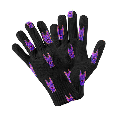 Doberman Purple Neon Touch Screen Gloves-Accessories-Accessories, Doberman, Dog Dad Gifts, Dog Mom Gifts, Gloves-Black-1