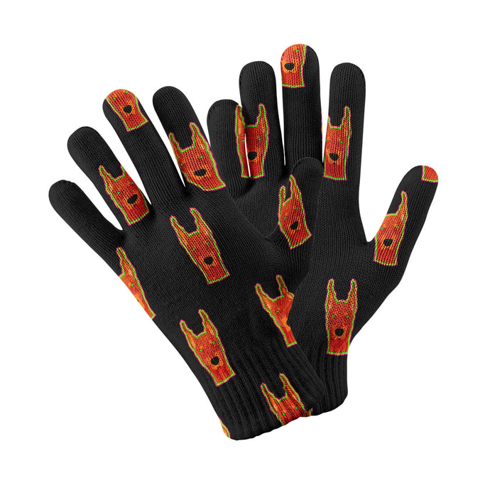 Doberman Red Neon Touch Screen Gloves-Accessories-Accessories, Doberman, Dog Dad Gifts, Dog Mom Gifts, Gloves-Black-1