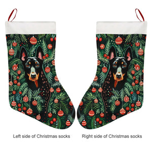 Doberman's Christmas Canopy Christmas Stocking-Christmas Ornament-Christmas, Doberman, Home Decor-26X42CM-White1-4