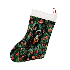 Doberman's Christmas Canopy Christmas Stocking-Christmas Ornament-Christmas, Doberman, Home Decor-26X42CM-White1-1