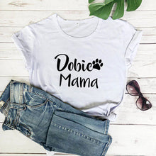 Load image into Gallery viewer, Dobie Mama Doberman Mom Cotton T Shirt - 9 Colors-Apparel-Apparel, Doberman, Dog Mom Gifts, Shirt, T Shirt-White-Medium - Fitting-China-3