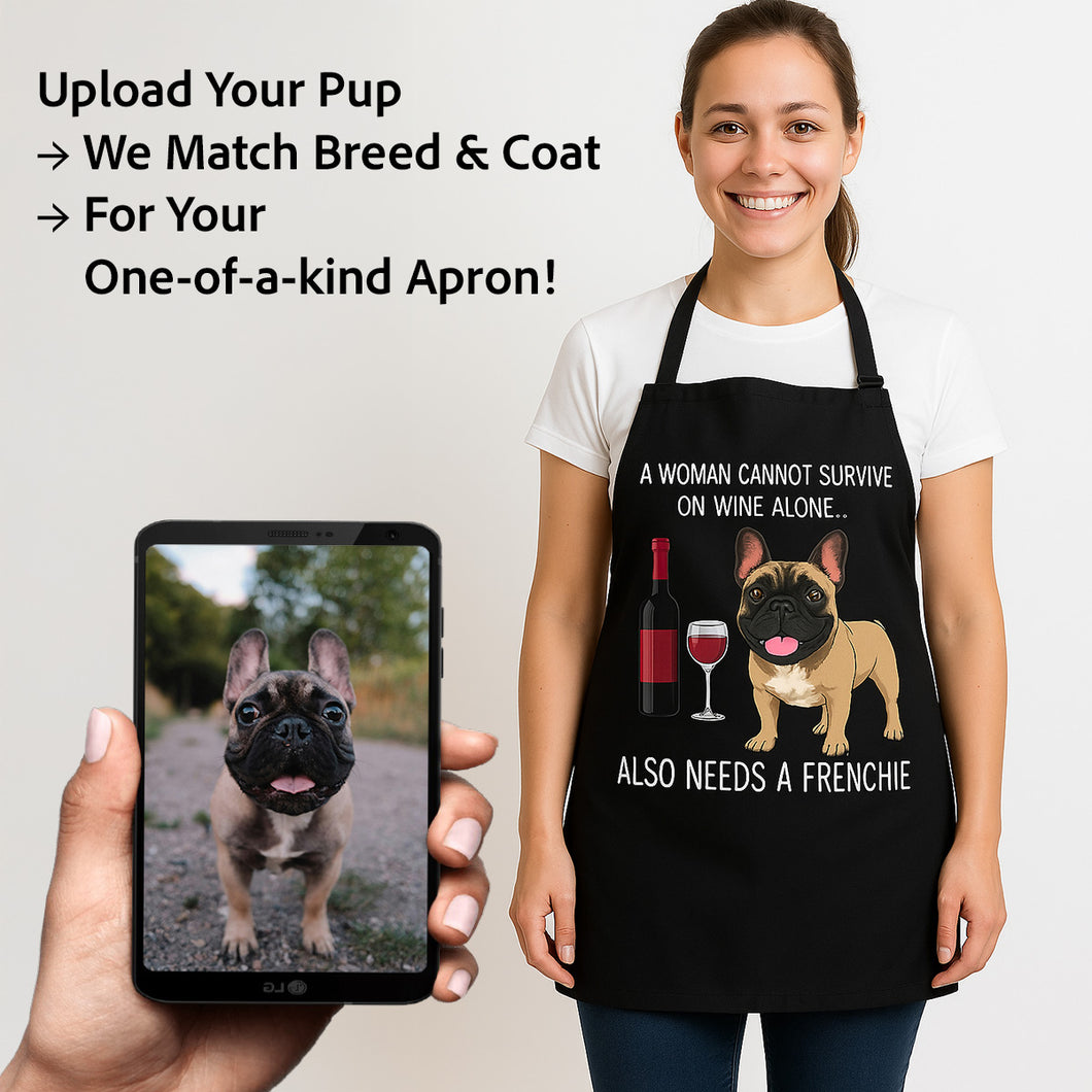 Personalized “A Woman Cannot Survive on Wine…” Custom Dog Apron-Personalized Dog Gifts-Accessories,Apron,Dog Mom Gifts,Personalize Artwork-1