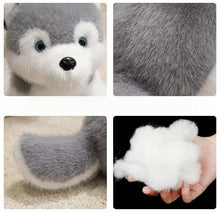Load image into Gallery viewer, Collage of a plush toy raccoon with close-up details and a ball of cotton.
