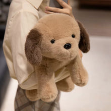 Load image into Gallery viewer, Person holding a plush dog toy with a blurred background