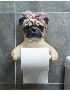Doggo Love Toilet Roll HolderHome DecorBowtie Headscarf Pug