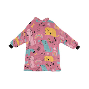 Cartoon Labrador Love Blanket Hoodie for Women-Apparel-Apparel, Blankets-PaleVioletRed-ONE SIZE-6