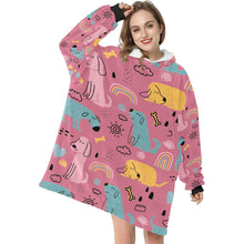 Load image into Gallery viewer, Cartoon Labrador Love Blanket Hoodie for Women-Apparel-Apparel, Blankets-5
