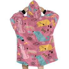 Load image into Gallery viewer, Doodle Cartoon Labrador Love Blanket Hoodie for Women - 4 Colors-Apparel-Apparel, Black Labrador, Blankets, Chocolate Labrador, Labrador-4