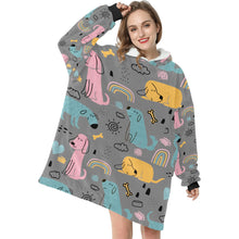 Load image into Gallery viewer, Cartoon Labrador Love Blanket Hoodie for Women-Apparel-Apparel, Blankets-10