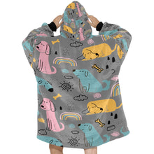 Load image into Gallery viewer, Cartoon Labrador Love Blanket Hoodie for Women-Apparel-Apparel, Blankets-13