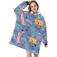 Load image into Gallery viewer, Cartoon Labrador Love Blanket Hoodie for Women-Apparel-Apparel, Blankets-3