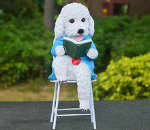 Load image into Gallery viewer, Doodle Love Garden Statues-Home Decor-Cockapoo, Dogs, Doodle, Goldendoodle, Home Decor, Labradoodle, Maltipoo, Statue, Toy Poodle-Doodle Reading a Book - White-16