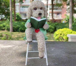 Doodle Love Garden Statues-Home Decor-Cockapoo, Dogs, Doodle, Goldendoodle, Home Decor, Labradoodle, Maltipoo, Statue, Toy Poodle-Doodle Reading a Book - Gray-19