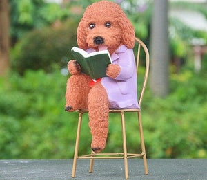 Doodle Love Garden Statues-Home Decor-Cockapoo, Dogs, Doodle, Goldendoodle, Home Decor, Labradoodle, Maltipoo, Statue, Toy Poodle-Doodle Reading a Book - Brown-23