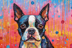 Boston Terrier Dreamscape Wall Art Poster-Art-Boston Terrier, Dog Art, Home Decor, Poster-Light Canvas-Tiny - 8x10"-1