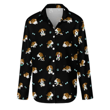 Load image into Gallery viewer, Playful Beagle Love Women's Shirt-Apparel-Apparel,Beagle,Dog Mom Gifts,Shirt-Midnight Black-S-22