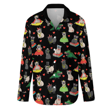 Load image into Gallery viewer, Fancy Dress Pugs Women's Shirt-Apparel-Apparel,Dog Mom Gifts,Pug,Shirt-Midnight Black-S-7