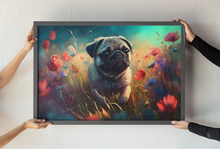 Load image into Gallery viewer, Dreamy Pug in Floral Elegance Wall Art Poster-Art-Dog Art, Home Decor, Poster, Pug-2
