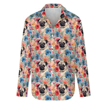 Load image into Gallery viewer, Watercolor Flower Garden Pug Women&#39;s Shirt - 2 Designs-Apparel-Apparel, Pug, Shirt-5