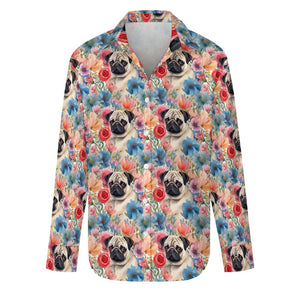 Watercolor Flower Garden Pug Women's Shirt - 2 Designs-Apparel-Apparel, Pug, Shirt-5