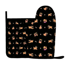 Load image into Gallery viewer, Playful Pug Adventure Oven Mitts and Pot Holder Set-Kitchen Decor-Accessories,Dog Mom Gifts,Pug-12