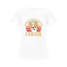 Load image into Gallery viewer, Easily Distracted by Corgis Women&#39;s Cotton T-Shirt-Apparel-Apparel, Corgi, Shirt, T Shirt-6