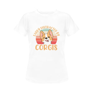 Easily Distracted by Corgis Women's Cotton T-Shirt-Apparel-Apparel, Corgi, Shirt, T Shirt-6