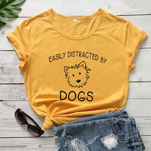 Load image into Gallery viewer, Easily Distracted by Westies Women&#39;s Cotton T Shirt - 10 Colors-Apparel-Apparel, Dog Mom Gifts, Shirt, T Shirt, West Highland Terrier-9