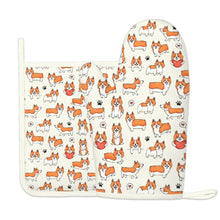Load image into Gallery viewer, Adorable Corgi Love Parade Oven Mitts and Pot Holder Set-Kitchen Decor-Accessories,Corgi,Dog Mom Gifts-8