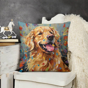 Ebullient Bliss Golden Retriever Plush Pillow Case-Cushion Cover-Dog Dad Gifts, Dog Mom Gifts, Golden Retriever, Home Decor, Pillows-3