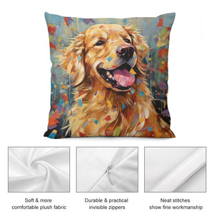 Ebullient Bliss Golden Retriever Plush Pillow Case-Cushion Cover-Dog Dad Gifts, Dog Mom Gifts, Golden Retriever, Home Decor, Pillows-5