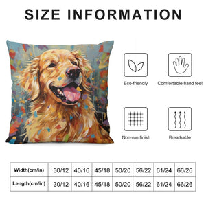 Ebullient Bliss Golden Retriever Plush Pillow Case-Cushion Cover-Dog Dad Gifts, Dog Mom Gifts, Golden Retriever, Home Decor, Pillows-6