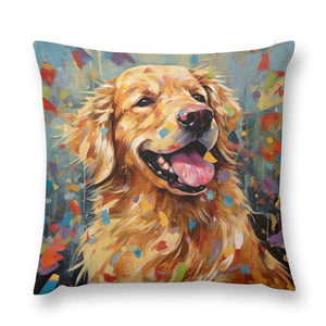 Ebullient Bliss Golden Retriever Plush Pillow Case-Cushion Cover-Dog Dad Gifts, Dog Mom Gifts, Golden Retriever, Home Decor, Pillows-12 "×12 "-1