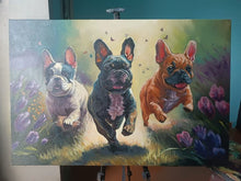 Load image into Gallery viewer, Ebullient French Bulldog Trio in Spring&#39;s Embrace Oil Painting-Art-Dog Art, French Bulldog, Home Decor, Painting-24&quot; x 36&quot; inches-9