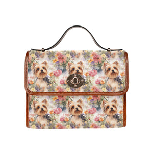 Watercolor Flower Garden Yorkie Shoulder Bag Purse-Accessories-Accessories, Bags, Purse, Yorkshire Terrier-One Size-7