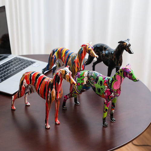 Edgy Creative Graffiti Greyhound Statue-7